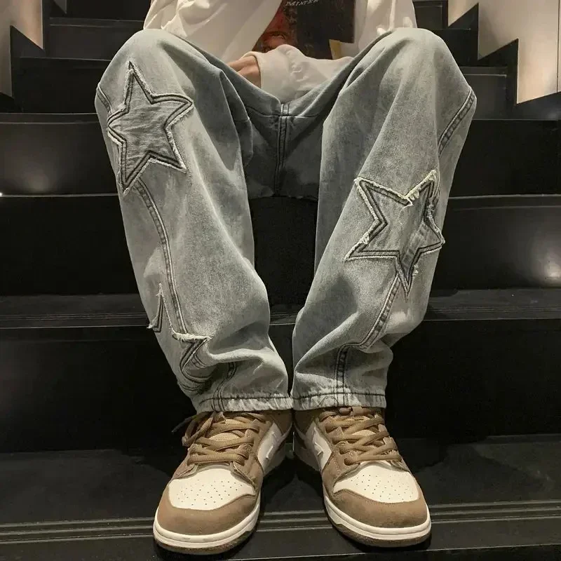 Y2K Vintage Men Korean Blue Streetwear Oversize Star Aesthetic Straight Trousers Wide Leg Jeans Grunge Denim Pants Women Clothes
Y2K Vintage Men Korean Blue Streetwear Oversize Star Aesthetic Straight Trousers Wide Leg Jeans Grunge Denim Pants Women Clothes