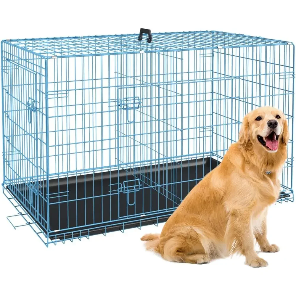 42 Blue Metal Dog Crate with Double Door, Secure Bolts, Leak-Proof Tray - Ideal for Large Breeds, Portable and Suitable for Trav
42 Blue Metal Dog Crate with Double Door, Secure Bolts, Leak-Proof Tray - Ideal for Large Breeds, Portable and Suitable for Trav