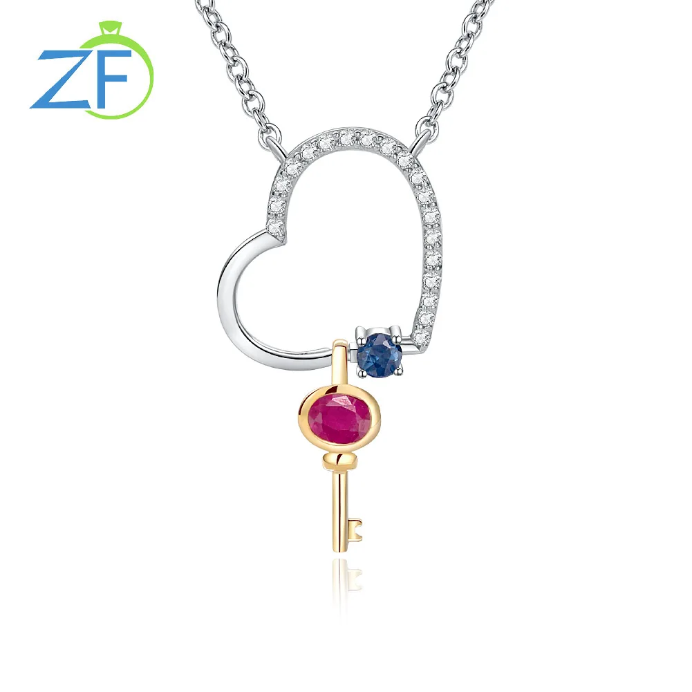 GZ ZONGFA 100% 925 Sterling Silver Heart Pendant for women Natural Ruby Sapphire Diamond 0.5ct Key Necklace Wedding Fine Jewelry
GZ ZONGFA 100% 925 Sterling Silver Heart Pendant for women Natural Ruby Sapphire Diamond 0.5ct Key Necklace Wedding Fine Jewelry