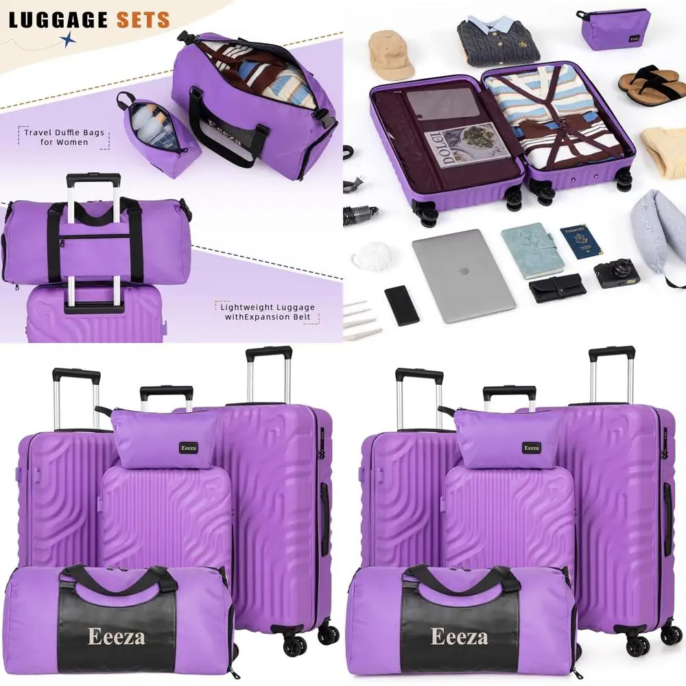 Набор чемоданов из 5 предметов фиолетового цвета из АБС-пластика с замком TSA, легкие, двойные вращающиеся колеса (20/24/28/DB/TB)
Набор чемоданов из 5 предметов фиолетового цвета из АБС-пластика с замком TSA, легкие, двойные вращающиеся колеса (20/24/28/DB/TB)