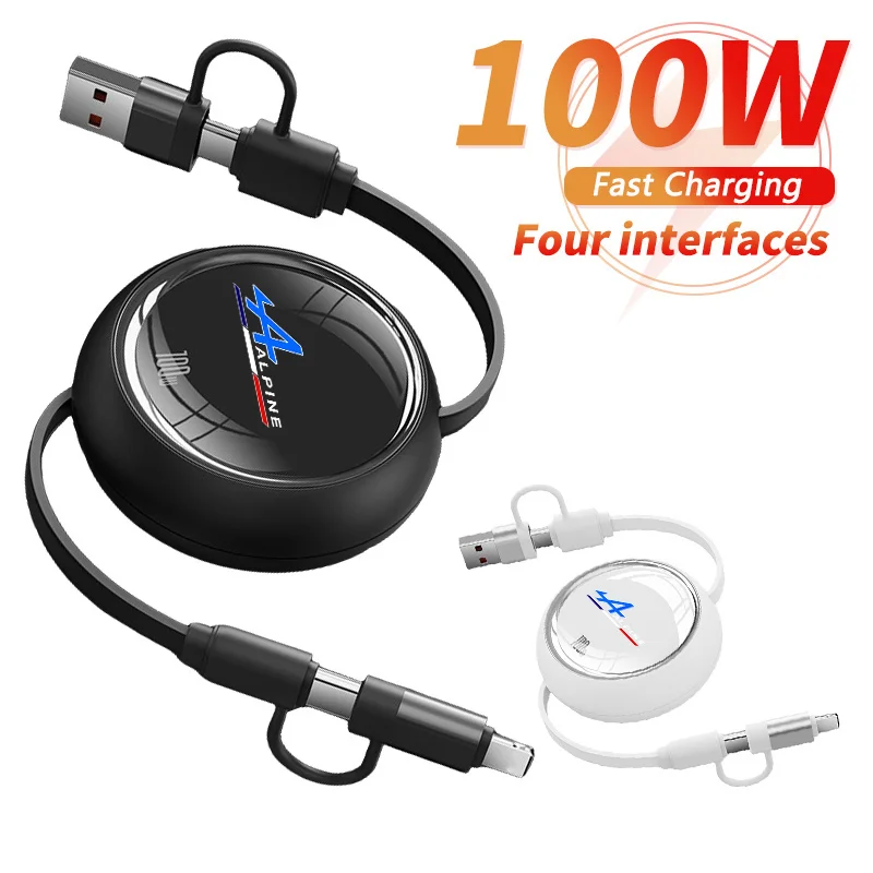 100W Fast Charging Data Cable Extendable 4-in-1 Charging Cable Alpine Logo For Kadjar Twingo Megane Scenic Espace Auto Accessory
100W Fast Charging Data Cable Extendable 4-in-1 Charging Cable Alpine Logo For Kadjar Twingo Megane Scenic Espace Auto Accessory