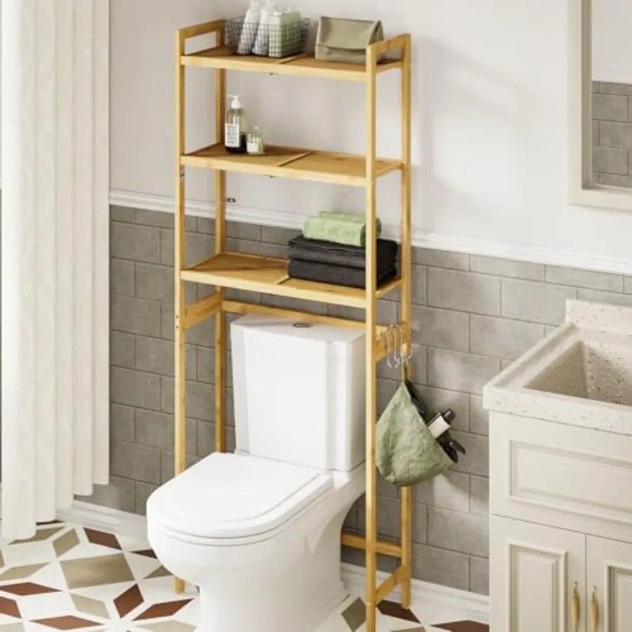 Over The Toilet Storage 3-Tier Bathroom Organizer Over Toilet with Sturdy Bamboo Solid Shelves Non-Slip Pads and 3 Hooks Multif
Over The Toilet Storage 3-Tier Bathroom Organizer Over Toilet with Sturdy Bamboo Solid Shelves Non-Slip Pads and 3 Hooks Multif