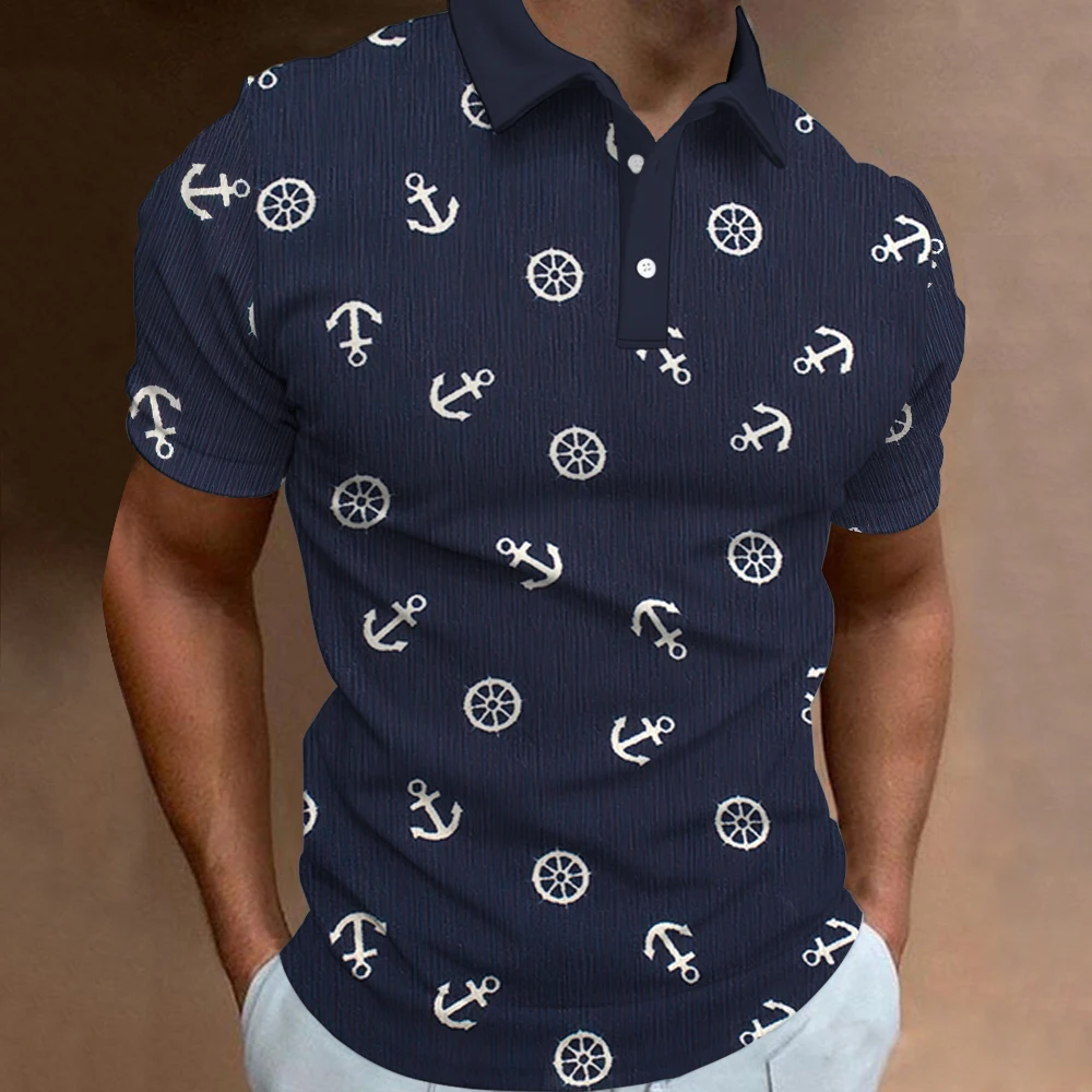 Summer fashion men's polo shirt short sleeved anchor T-shirt 3D printed lapel polo shirt casual top
Summer fashion men's polo shirt short sleeved anchor T-shirt 3D printed lapel polo shirt casual top