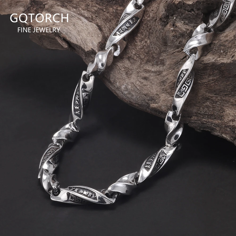 925 Sterling Silver 5mm Retro Six Words Mantra Twisted Chain Bracelet Necklace for Men Lobster Clasp Vintage Punk Male Jewelry
925 Sterling Silver 5mm Retro Six Words Mantra Twisted Chain Bracelet Necklace for Men Lobster Clasp Vintage Punk Male Jewelry