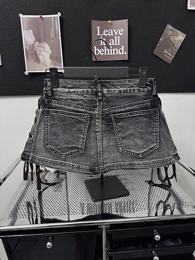 Outlet Leopard Print Rope Bound Denim Skirt Retro Sexy Bodycon A-Line Short Skirt Casual High Waist Summer Dress 15 Se1cd276fe76f40448cfa6817bebb3aa9M