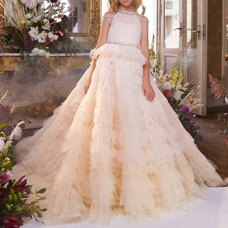 Flower Girl Dress Exquisite A-LINE O-Neck Sleeveless Floor-Length Junior Bridesmaid Dress for Wedding First Communion Bridesmaid
Flower Girl Dress Exquisite A-LINE O-Neck Sleeveless Floor-Length Junior Bridesmaid Dress for Wedding First Communion Bridesmaid