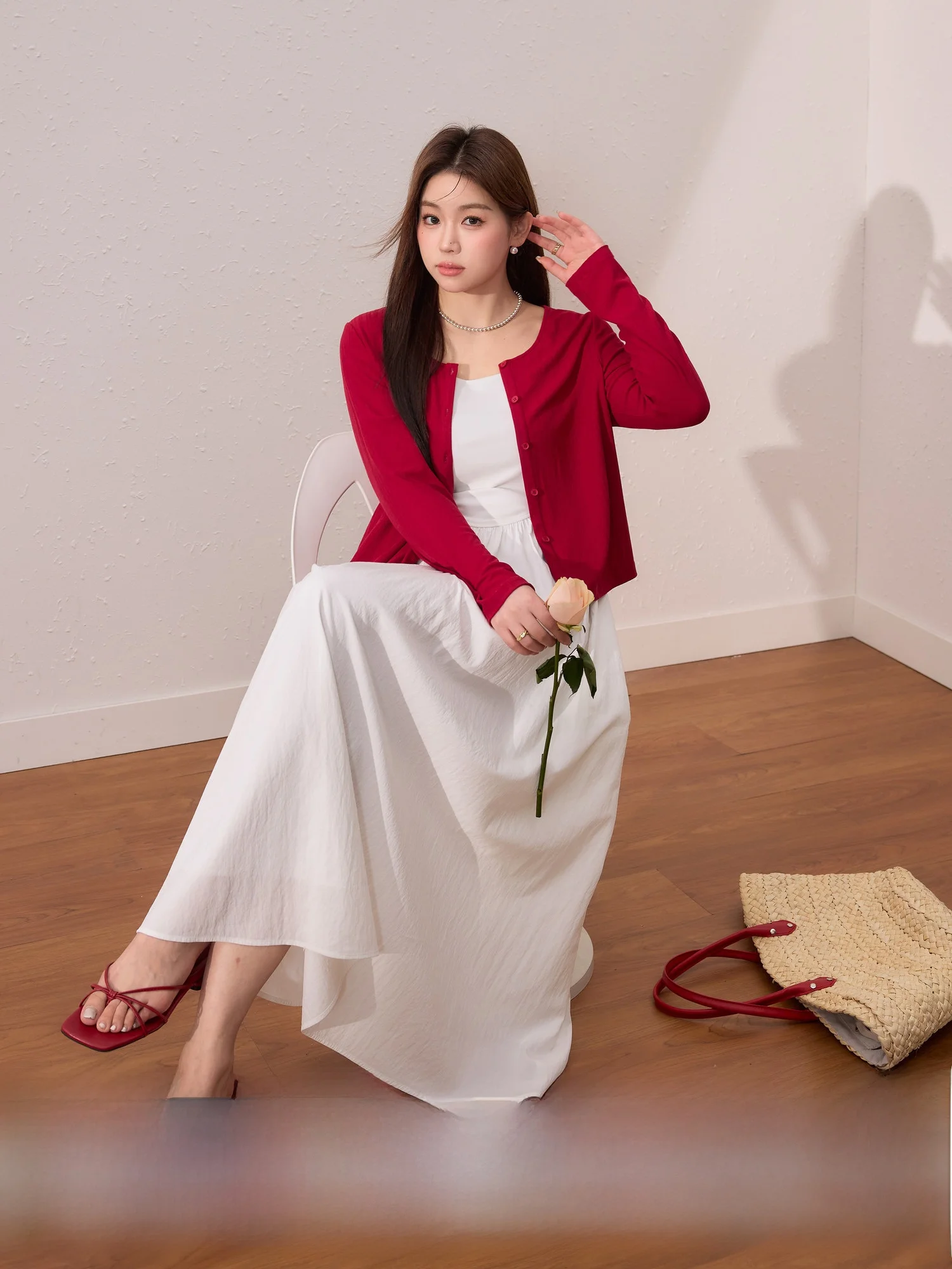 Blue Language plus Size Women's Ruffle Sve Long Dr Red Color Spring Slimming Skirt Set High Waist A-Line Silhouette
Blue Language plus Size Women's Ruffle Sve Long Dr Red Color Spring Slimming Skirt Set High Waist A-Line Silhouette