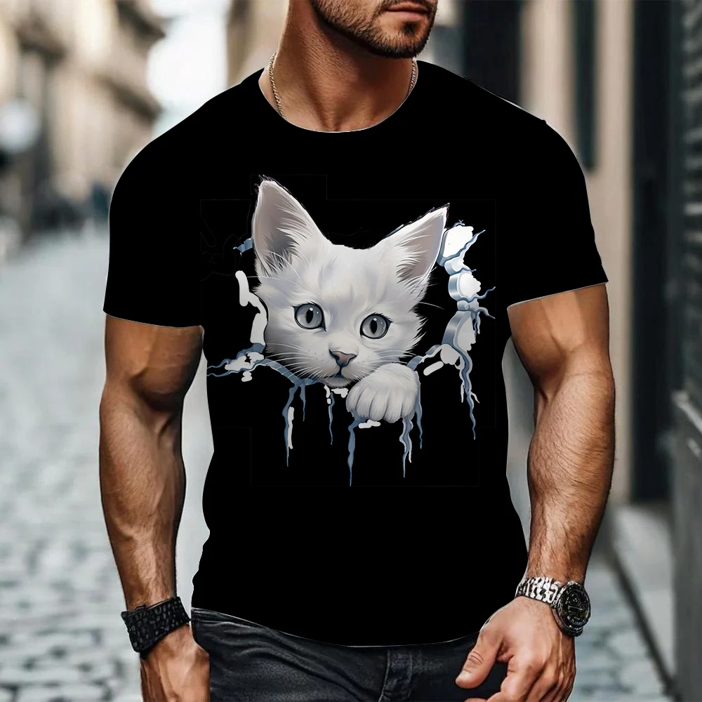 Funny 3D Cartoon Cat Pattern Men's T Shirt Casual Round Neck Short Sleeve Tops Summer Breathable Loose Tees Fashion Men Clothing
Funny 3D Cartoon Cat Pattern Men's T Shirt Casual Round Neck Short Sleeve Tops Summer Breathable Loose Tees Fashion Men Clothing