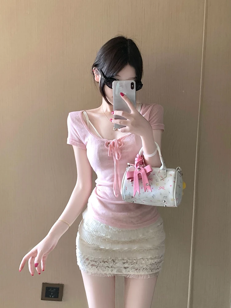 Комплект XZY: Летний кружевной комплект из полупрозрачной розовой футболки и юбки-обертки с поясом для полных женщин
Комплект XZY: Летний кружевной комплект из полупрозрачной розовой футболки и юбки-обертки с поясом для полных женщин