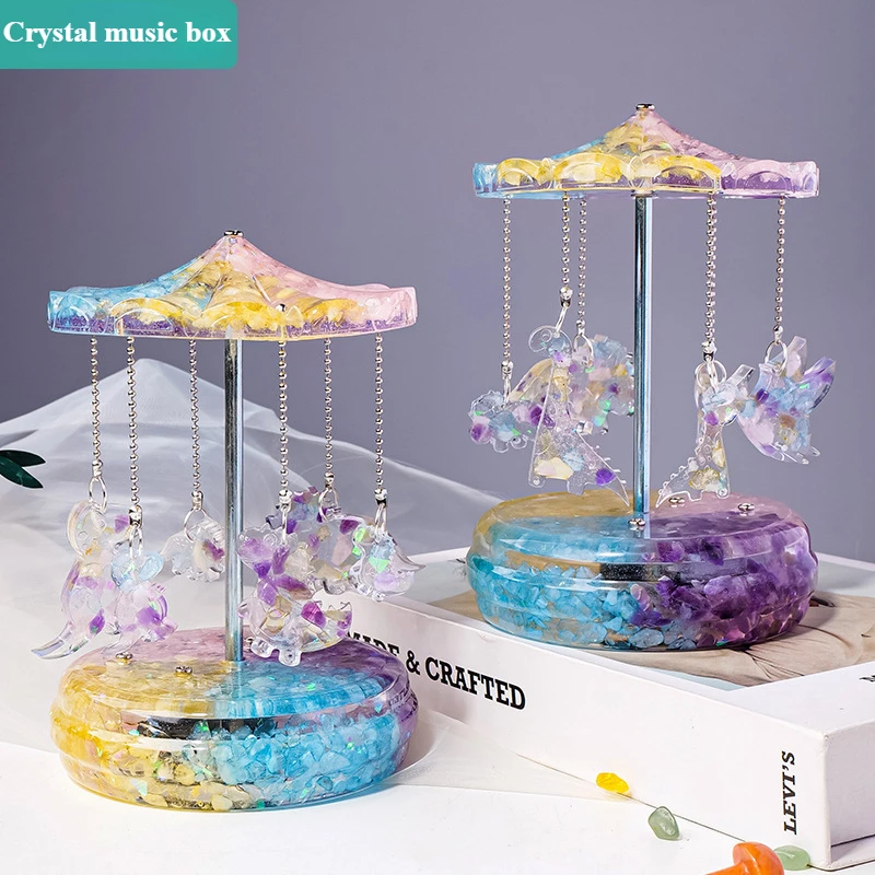 Natural crystal gravel Epoxy music box ornament Crystal carousel music box holiday decoration gift
Natural crystal gravel Epoxy music box ornament Crystal carousel music box holiday decoration gift