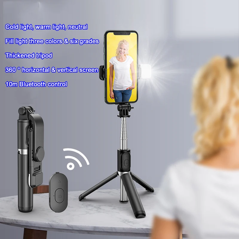Smartphone Bluetooth Tripod Selfie Stick With Led Light Mini Phone Stand 360 Gimbal Stabilizer Photography For Mobile Cellphone
Smartphone Bluetooth Tripod Selfie Stick With Led Light Mini Phone Stand 360 Gimbal Stabilizer Photography For Mobile Cellphone