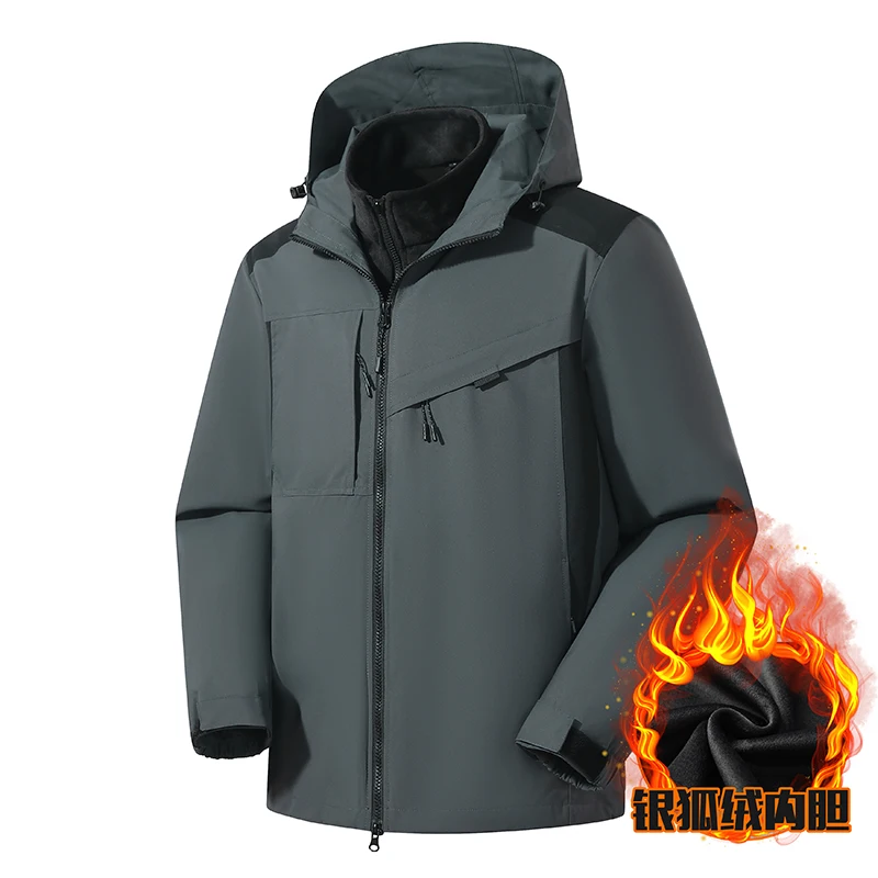 Outdoor Hot Sale Hiking Jackets for Men Windproof Hooded Camping Coats 3 in 1 Thicken Warm Male Outerwear Solid Color All-match
Outdoor Hot Sale Hiking Jackets for Men Windproof Hooded Camping Coats 3 in 1 Thicken Warm Male Outerwear Solid Color All-match