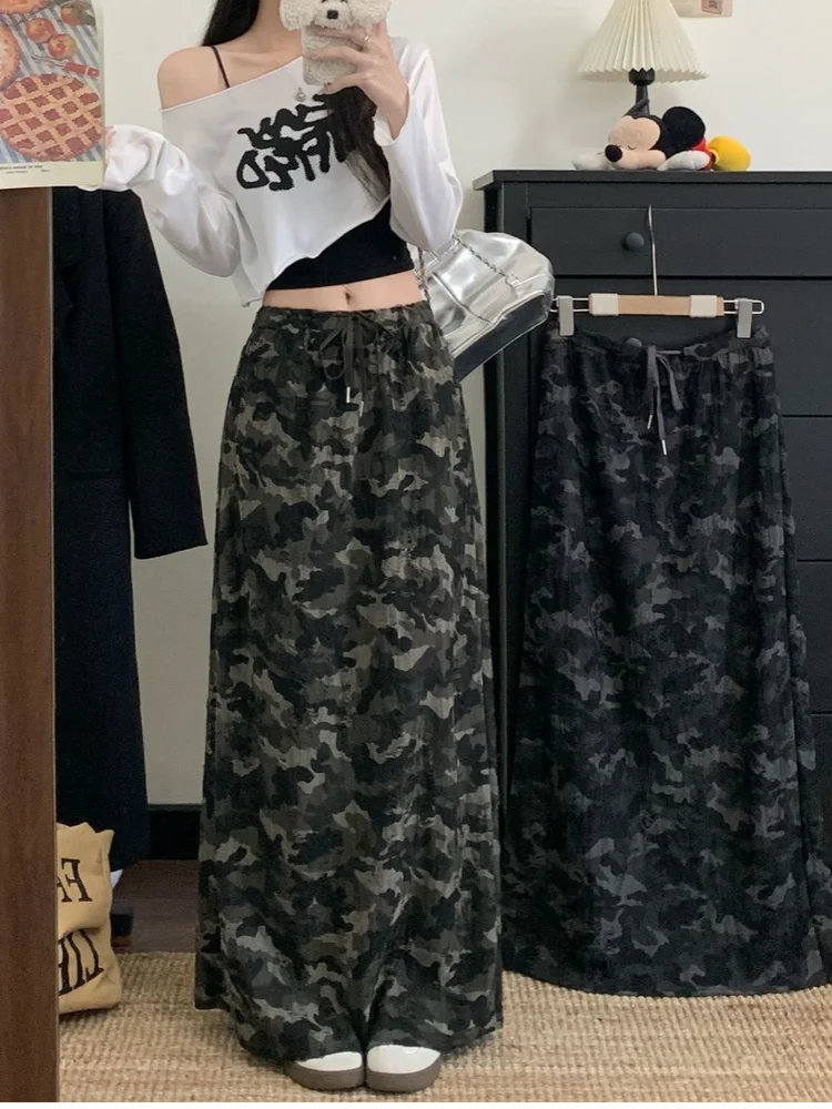 American Style Casual Camouflage Half Skirt Women's High Waist A-Line Drawstring Slimming Versatile Autumn 2025 New Arrival
American Style Casual Camouflage Half Skirt Women's High Waist A-Line Drawstring Slimming Versatile Autumn 2025 New Arrival