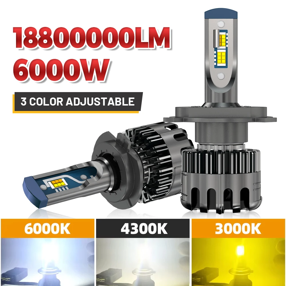 Tri-Color LED Headlights 6000W H4 H7 H1 H11 9005 9006 led Control color 3000K 4300K 6000K 12V Car Turbo Light LED Front Lamp
Tri-Color LED Headlights 6000W H4 H7 H1 H11 9005 9006 led Control color 3000K 4300K 6000K 12V Car Turbo Light LED Front Lamp