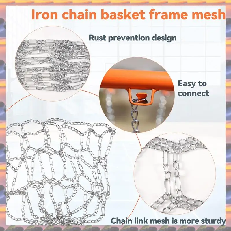 ABML Sport Iron Chain Basketball Net Outdoor 12 Loops Standard Heavy Duty Basketball Goal Replacement Net
ABML Sport Iron Chain Basketball Net Outdoor 12 Loops Standard Heavy Duty Basketball Goal Replacement Net