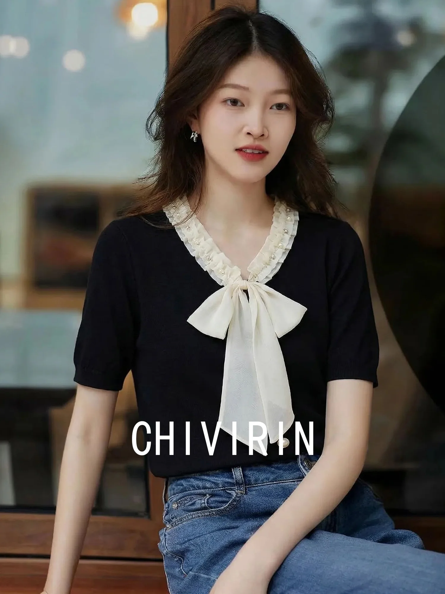 Chivirin Women's Slim Fit Short Sleeve Knitwear V-Neck Knot Casual Style Fiber Material Summer Commute Top
Chivirin Women's Slim Fit Short Sleeve Knitwear V-Neck Knot Casual Style Fiber Material Summer Commute Top