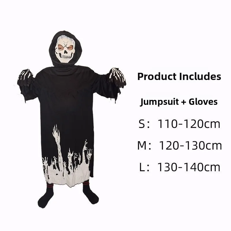 Luminous Ghost Costume Halloween Scythe Death God Outfit Skeleton Ghost Scream Glowing Children Performance Clothes
Luminous Ghost Costume Halloween Scythe Death God Outfit Skeleton Ghost Scream Glowing Children Performance Clothes