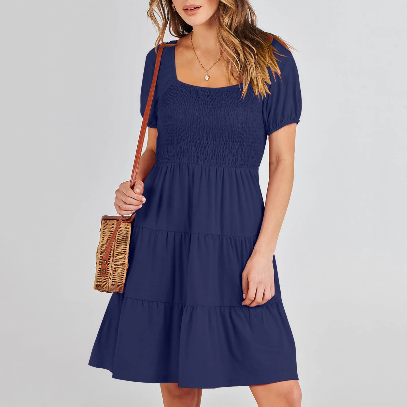 Women Solid Color Dress Square Neck Dress Puff Sleeve Fold Design Dress Casual Street Elegant Dress Women Loose Cake Dress
Women Solid Color Dress Square Neck Dress Puff Sleeve Fold Design Dress Casual Street Elegant Dress Women Loose Cake Dress