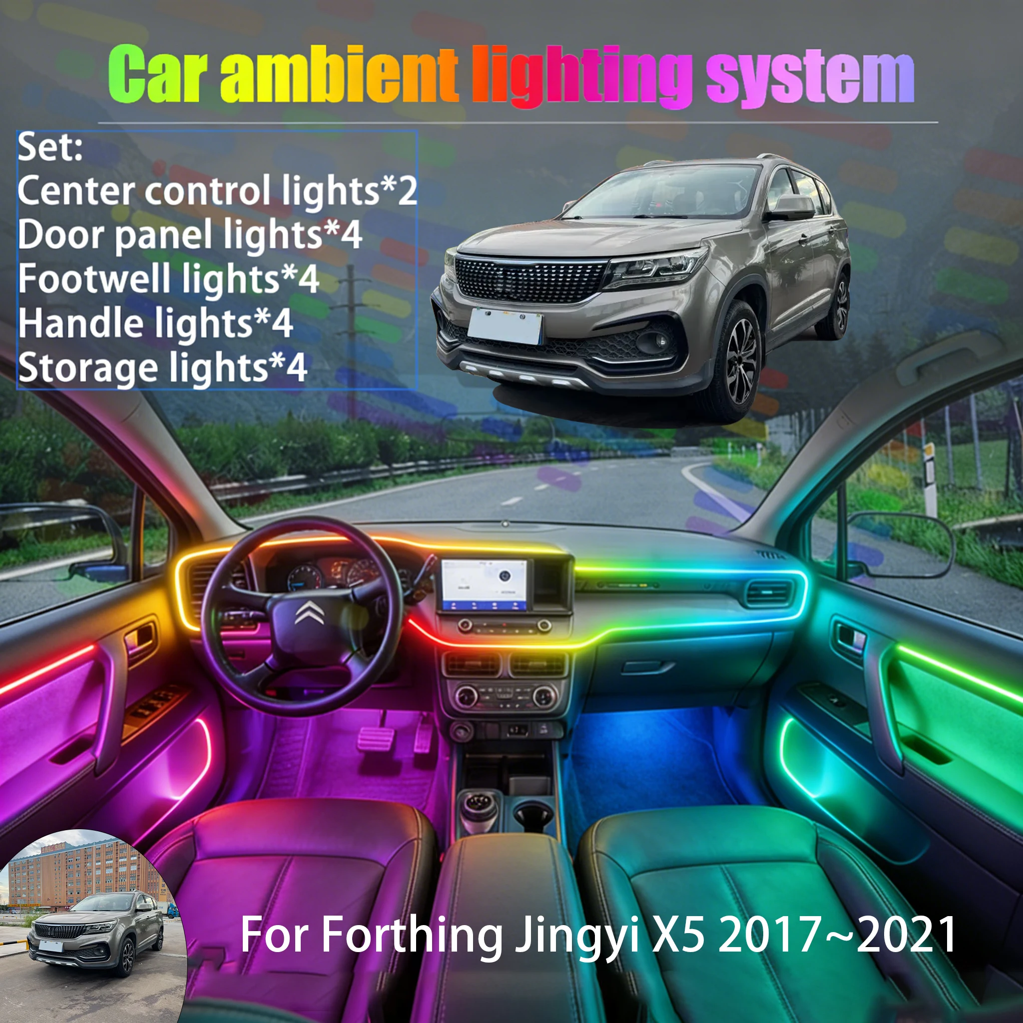 Для Forthing Jingyi X5 2017~2021 MK2 2/18 в 1: Комплект светодиодной подсветки салона и багажника USB RGB с эффектом потока
Для Forthing Jingyi X5 2017~2021 MK2 2/18 в 1: Комплект светодиодной подсветки салона и багажника USB RGB с эффектом потока