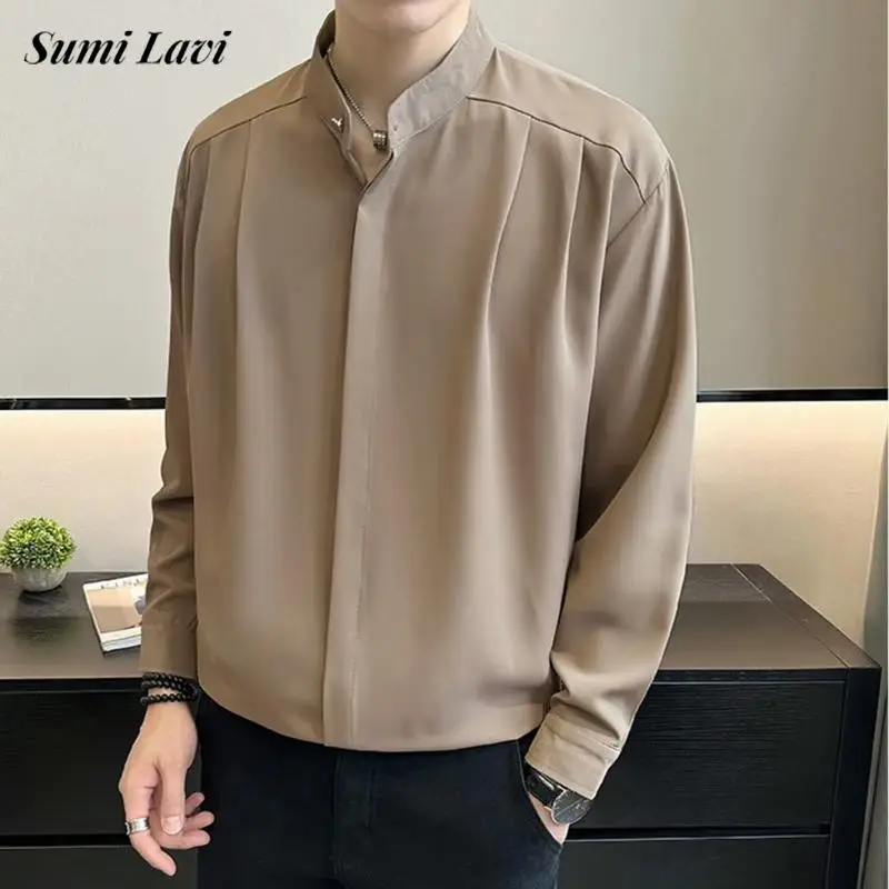 Daily Casual Long Sleeve Shirts For Mens 2024 Autumn Leisure Solid Color Button-up Stand Collar Shirt Tops Men Vintage Cardigan
Daily Casual Long Sleeve Shirts For Mens 2024 Autumn Leisure Solid Color Button-up Stand Collar Shirt Tops Men Vintage Cardigan