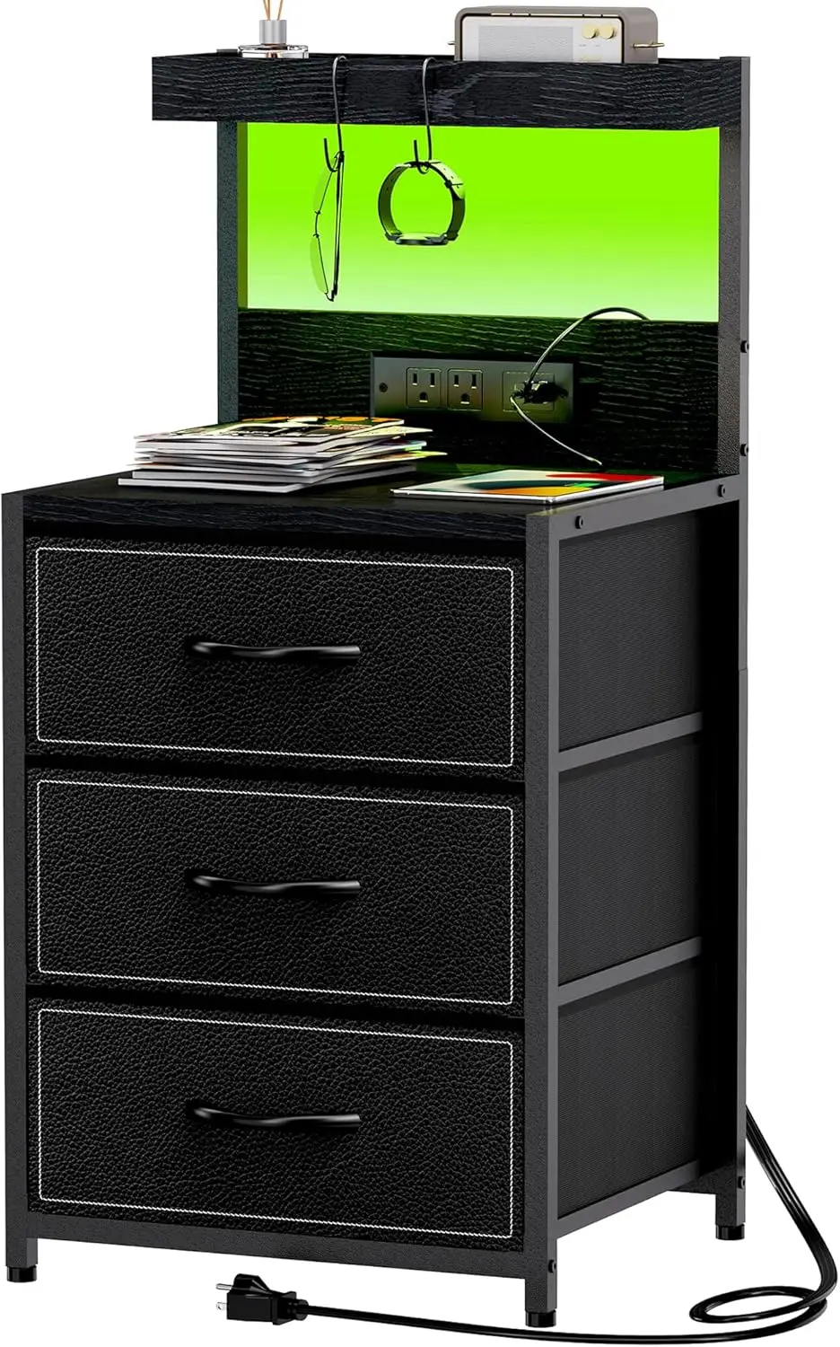 Modern LED Nightstand with Charging Station, 3 Drawers, RGB Lights & Storage Shelf for Bedroom
Modern LED Nightstand with Charging Station, 3 Drawers, RGB Lights & Storage Shelf for Bedroom