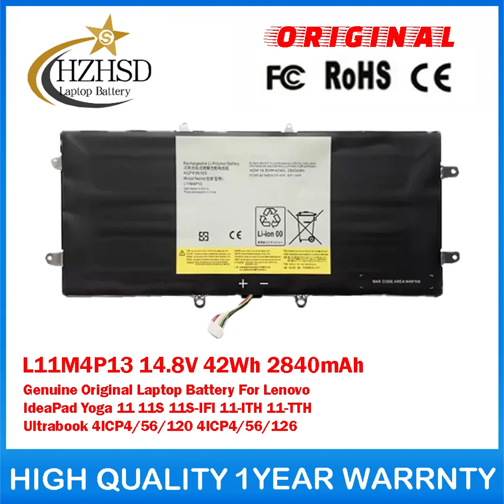 L11M4P13 14.8V 42Wh 2840mAh Genuine Original Laptop Battery For Lenovo IdeaPad Yoga 11 11S 11S-IFI 11-TTH Ultrabook 4ICP4/56/120
L11M4P13 14.8V 42Wh 2840mAh Genuine Original Laptop Battery For Lenovo IdeaPad Yoga 11 11S 11S-IFI 11-TTH Ultrabook 4ICP4/56/120