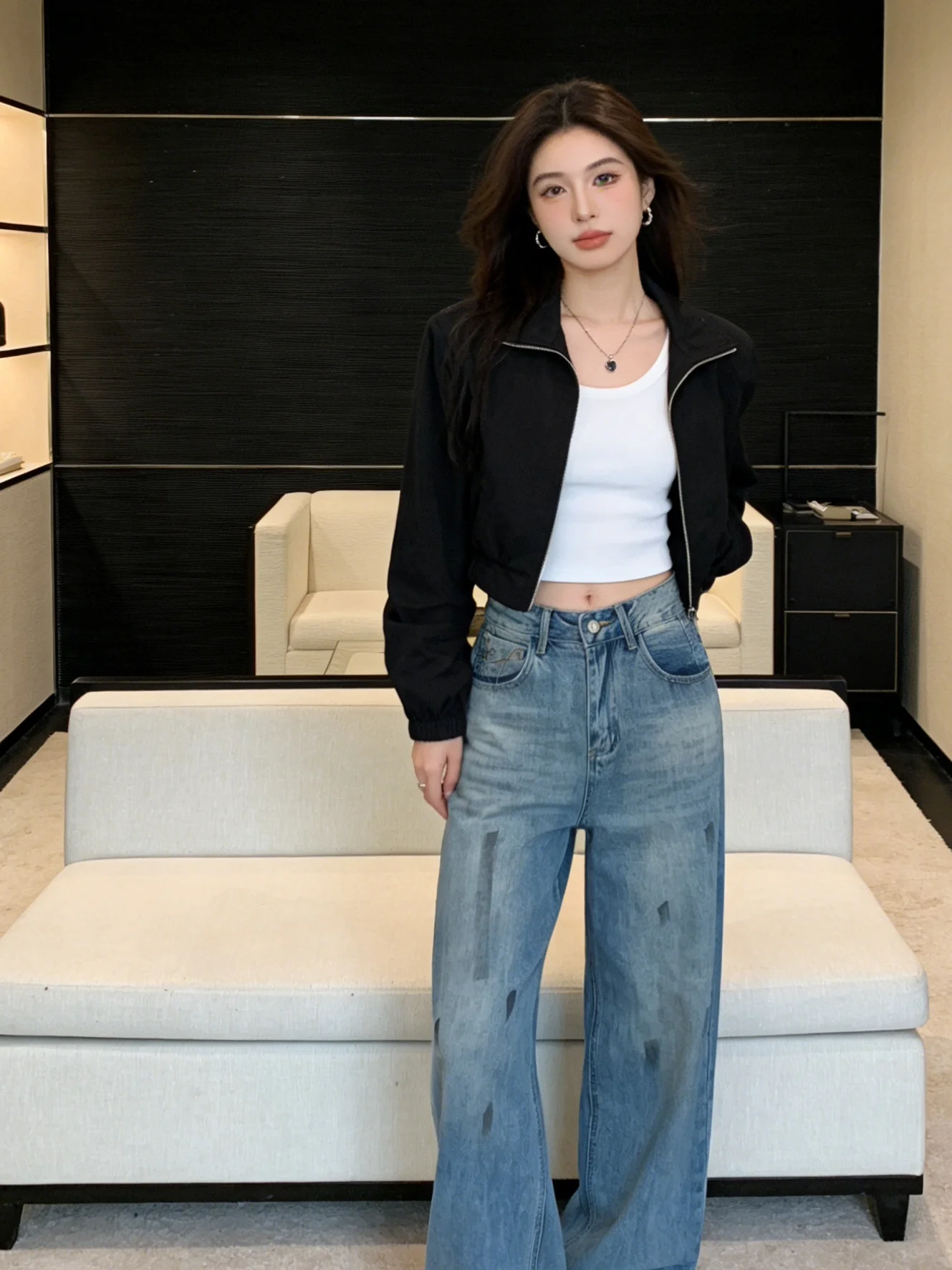 American Casual Retro fiti Wide Leg Jeans Women's Faion Loose Slimming Versatile Knife Pants Leg Lengthening
American Casual Retro fiti Wide Leg Jeans Women's Faion Loose Slimming Versatile Knife Pants Leg Lengthening