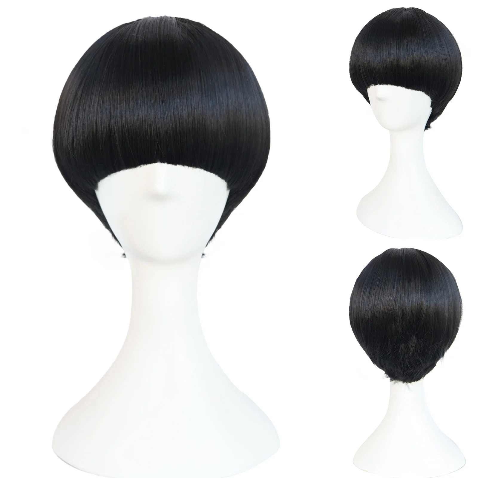 Mushroom Hairstyle Cosplay Synthetic Hair Wig Black Wig Men's Short Black Straight Wig with Bangs Wig
Mushroom Hairstyle Cosplay Synthetic Hair Wig Black Wig Men's Short Black Straight Wig with Bangs Wig