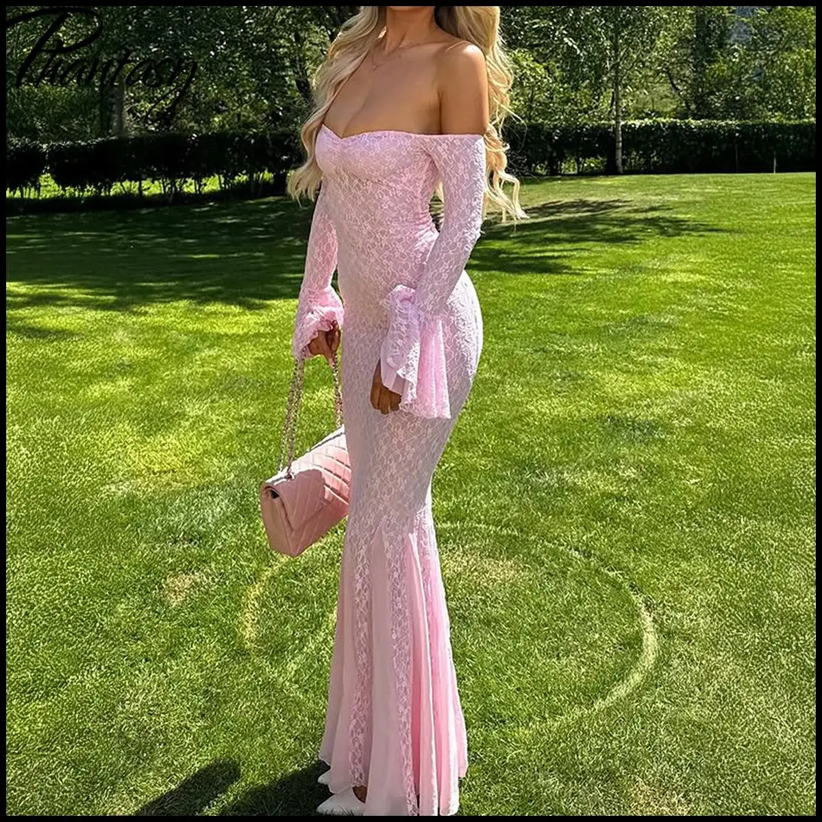 Elegant Resort-Style Pink Maxi Dress for Lady Spring Summer Lace Bell-Sleeve Long-Sleeve Fishtail Dress Women's Casual Outfit
Elegant Resort-Style Pink Maxi Dress for Lady Spring Summer Lace Bell-Sleeve Long-Sleeve Fishtail Dress Women's Casual Outfit