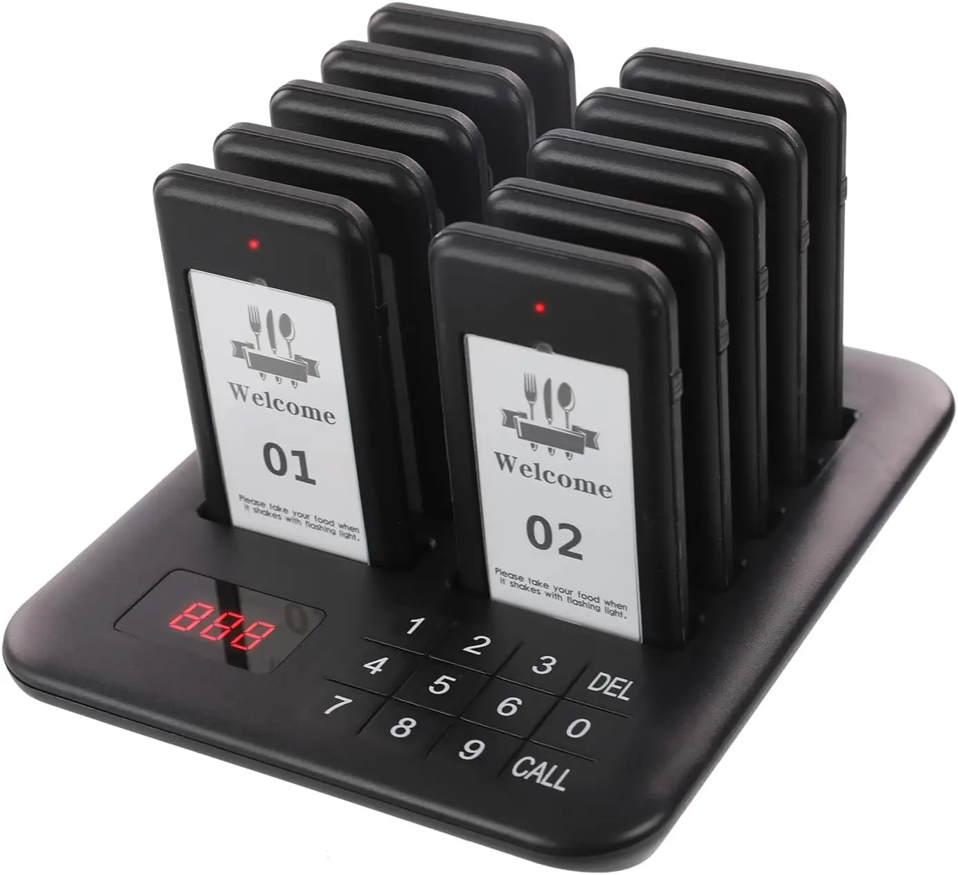 10 Wireless Restaurant Pager System, Touch Keyboard Call Beeper, Vibration Flash Buzzer for Queue in Food Trucks, Hotels, Shops
10 Wireless Restaurant Pager System, Touch Keyboard Call Beeper, Vibration Flash Buzzer for Queue in Food Trucks, Hotels, Shops