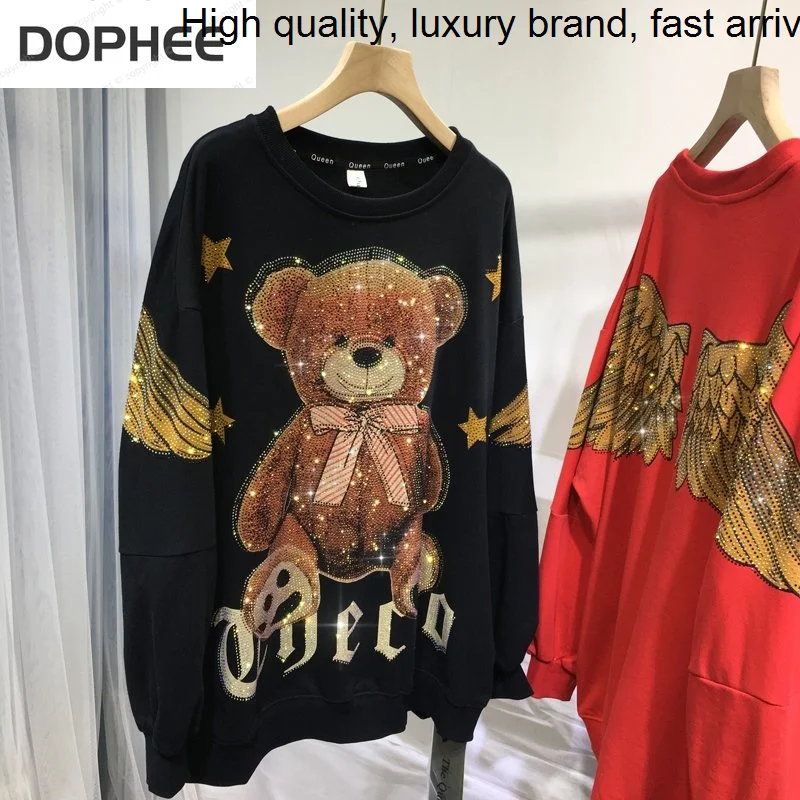 Hot Dilling Luxury Bear Wings Cute Cartoon Female Sweaters Streetwear Hoodie Oversize Top Round Neck Autumn Winter Sweatshirt
Hot Dilling Luxury Bear Wings Cute Cartoon Female Sweaters Streetwear Hoodie Oversize Top Round Neck Autumn Winter Sweatshirt