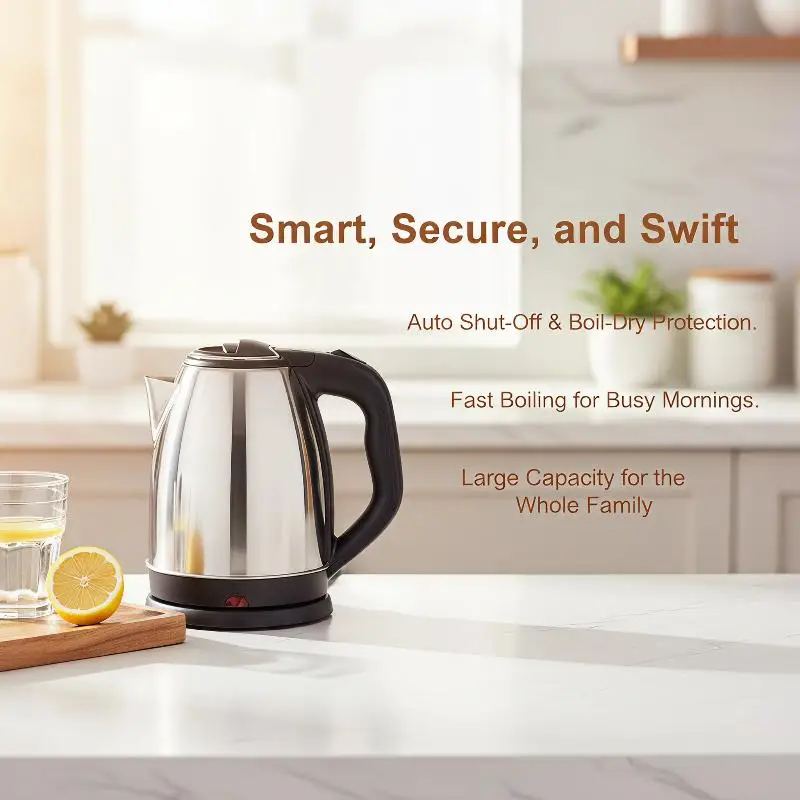 Travel Electric Kettle 2L Stainless Steel Portable Water Boiler For Tea Coffee Home Hotel Trip Use
Travel Electric Kettle 2L Stainless Steel Portable Water Boiler For Tea Coffee Home Hotel Trip Use