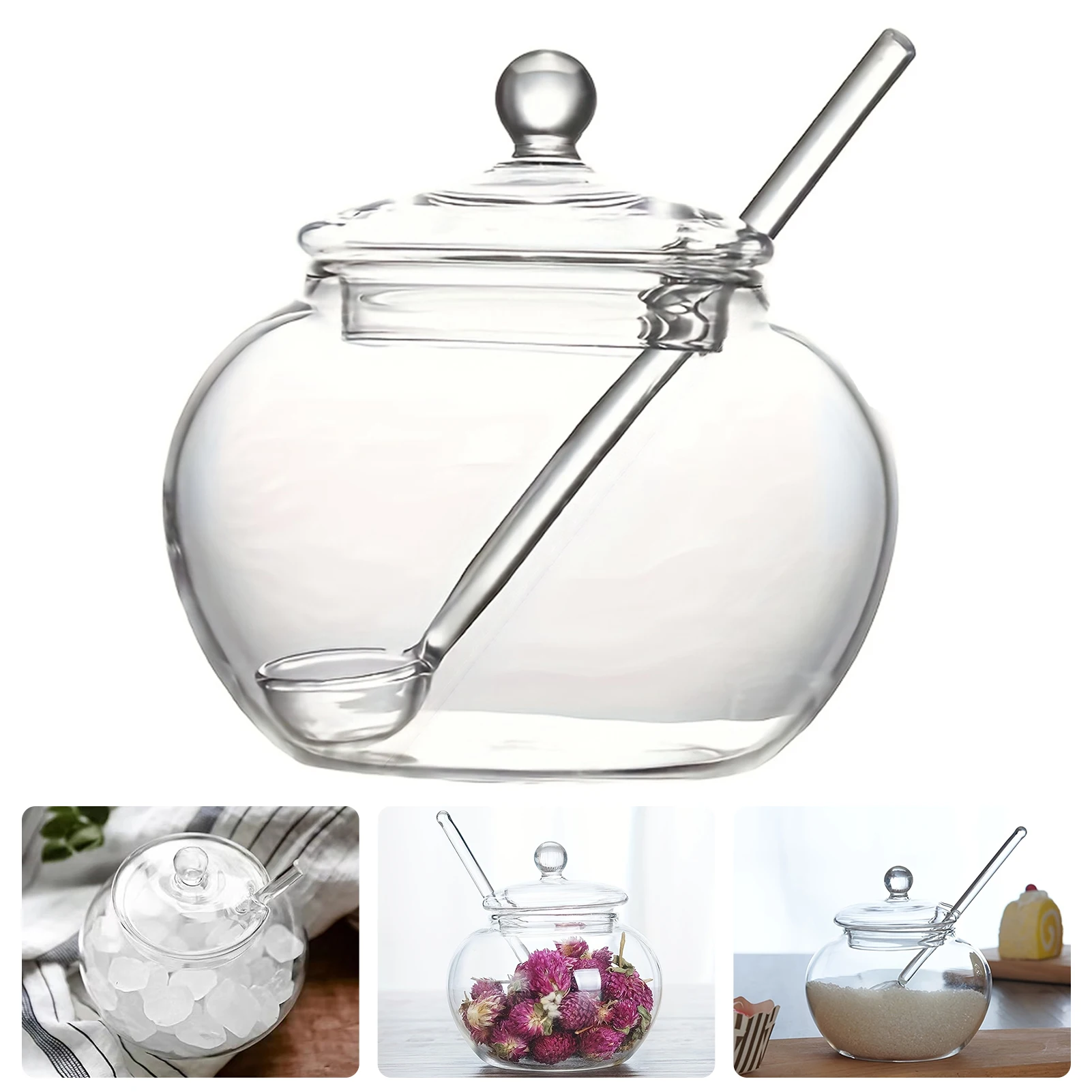 Glass Jar With Lid Spoon Candy Spice Pots Spicing Sugar Bowl Sugar Pot Home Transparent Flatware Kitchen Cooking Organizer
Glass Jar With Lid Spoon Candy Spice Pots Spicing Sugar Bowl Sugar Pot Home Transparent Flatware Kitchen Cooking Organizer