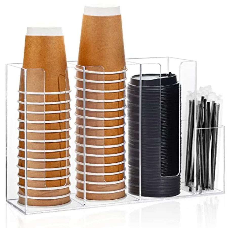 4 Compartments Acrylic Coffee Cup and Lid Storage Organizer Holder Disposable Paper Cup Dispenser Organizer Plastic Lid Holder
4 Compartments Acrylic Coffee Cup and Lid Storage Organizer Holder Disposable Paper Cup Dispenser Organizer Plastic Lid Holder