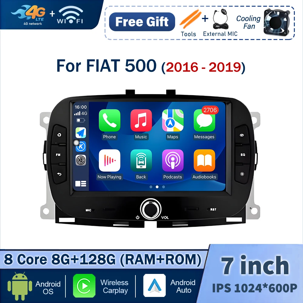 Car Radio for FIAT 500 2016 2017 2018 2019 Multimedia Video Stereo Player Android Auto Carplay GPS Navi WiFi Bluetooth Head Unit
Car Radio for FIAT 500 2016 2017 2018 2019 Multimedia Video Stereo Player Android Auto Carplay GPS Navi WiFi Bluetooth Head Unit