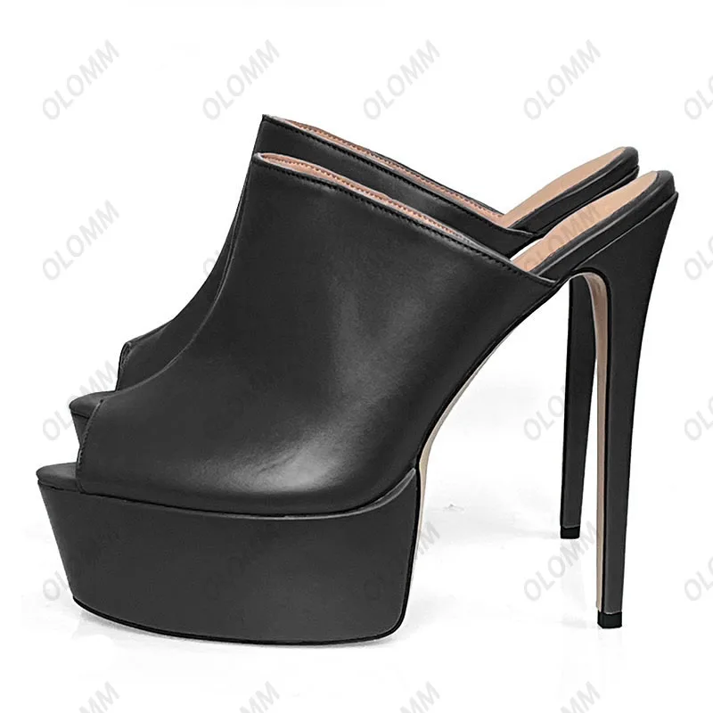 Olomm Handmade Women Summer Platform Mules Sandals Sexy Stiletto Heels Peep Toe Elegant Black Party Shoes Size 35 47 52
Olomm Handmade Women Summer Platform Mules Sandals Sexy Stiletto Heels Peep Toe Elegant Black Party Shoes Size 35 47 52