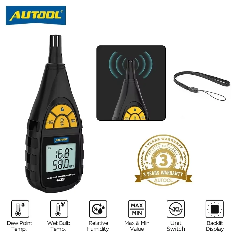 AUTOOL TM101 Digital Temperature Humidity Meter Moisture Meter for Laboratory Thermo-Hygrometer Farm Plastic Shed Winery Ambien
AUTOOL TM101 Digital Temperature Humidity Meter Moisture Meter for Laboratory Thermo-Hygrometer Farm Plastic Shed Winery Ambien
