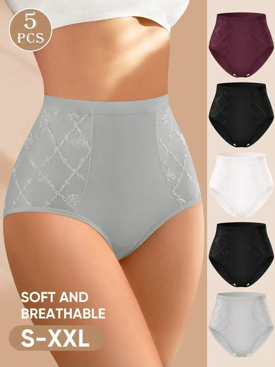 5pcs Women High Waist Lace Patchwork Briefs Soft Breathable Daily Underwear
5pcs Women High Waist Lace Patchwork Briefs Soft Breathable Daily Underwear