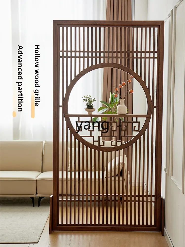LMM new Chinese grille black walnut solid wood screen simple partition entrance door
LMM new Chinese grille black walnut solid wood screen simple partition entrance door