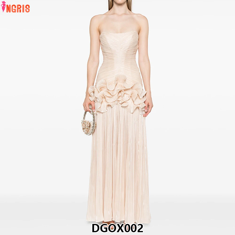 Women's Sexy Strapless Apricot Evening Dress Folds Ruffles Long with Sleeveless Backless Patchwork Slim Ruffled Gowns -DGOX002
Women's Sexy Strapless Apricot Evening Dress Folds Ruffles Long with Sleeveless Backless Patchwork Slim Ruffled Gowns -DGOX002