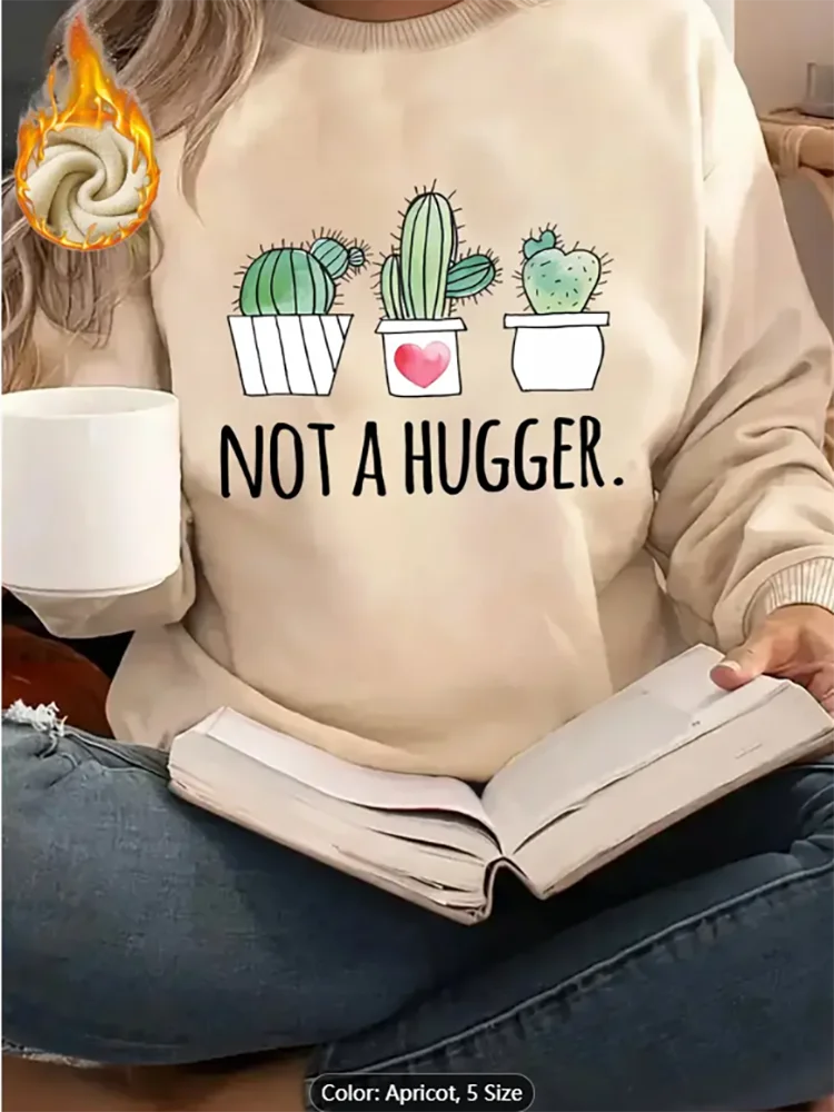 Женская абрикосовая толстовка Not A Hugger с графическим принтом кактуса на флисовой подкладке, повседневный пуловер большого размера, удобный топ из чистого хлопка
Женская абрикосовая толстовка Not A Hugger с графическим принтом кактуса на флисовой подкладке, повседневный пуловер большого размера, удобный топ из чистого хлопка