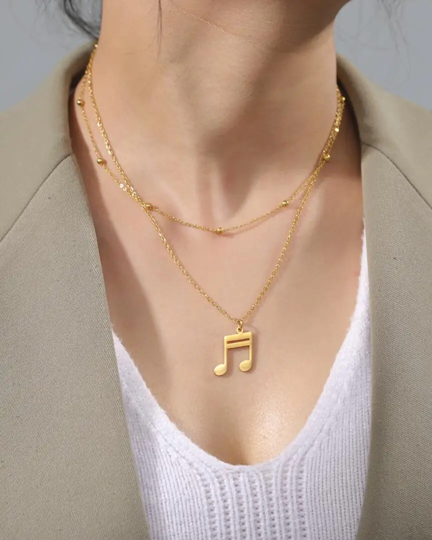1PC Nice Stainless Steel Music Note Pendant Necklace Women Beads Chain Double Layered Necklaces Punk Hip Hop Jewelry Gifts F1470
1PC Nice Stainless Steel Music Note Pendant Necklace Women Beads Chain Double Layered Necklaces Punk Hip Hop Jewelry Gifts F1470