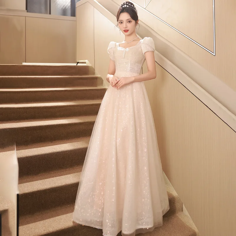 Temperament Square Collar Evening Dress Sweet Pink Pearl Wedding Party Bridesmaid Dresses Shiny Tulle Long Birthday Banquet Gown
Temperament Square Collar Evening Dress Sweet Pink Pearl Wedding Party Bridesmaid Dresses Shiny Tulle Long Birthday Banquet Gown