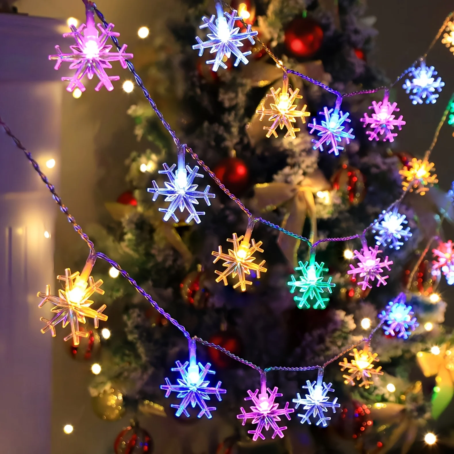 1pc 3/5/6M LED Snowflake Decorative Light String Battery Powered RGB Flash Snowflake Light Christmas Tree Decorative Light
1pc 3/5/6M LED Snowflake Decorative Light String Battery Powered RGB Flash Snowflake Light Christmas Tree Decorative Light