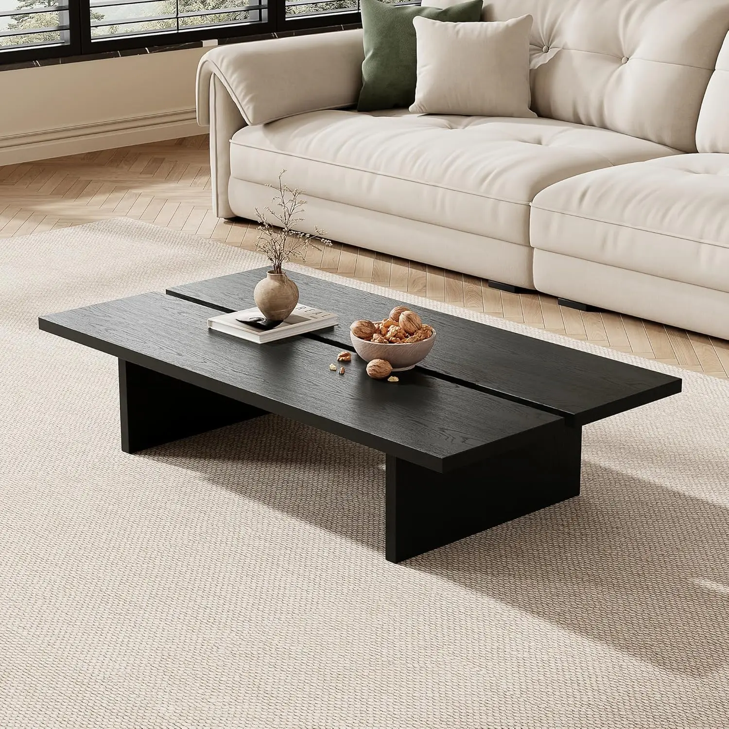 47.2" Modern Coffee Table for Living Room, Black Coffee Table
47.2" Modern Coffee Table for Living Room, Black Coffee Table