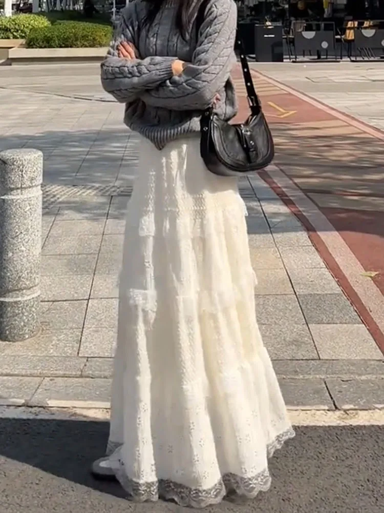 Ele High Waist Lace Hollow out White Skirt Heavy Embroidery Spring New Sle Women's Retro Commute Skirt
Ele High Waist Lace Hollow out White Skirt Heavy Embroidery Spring New Sle Women's Retro Commute Skirt