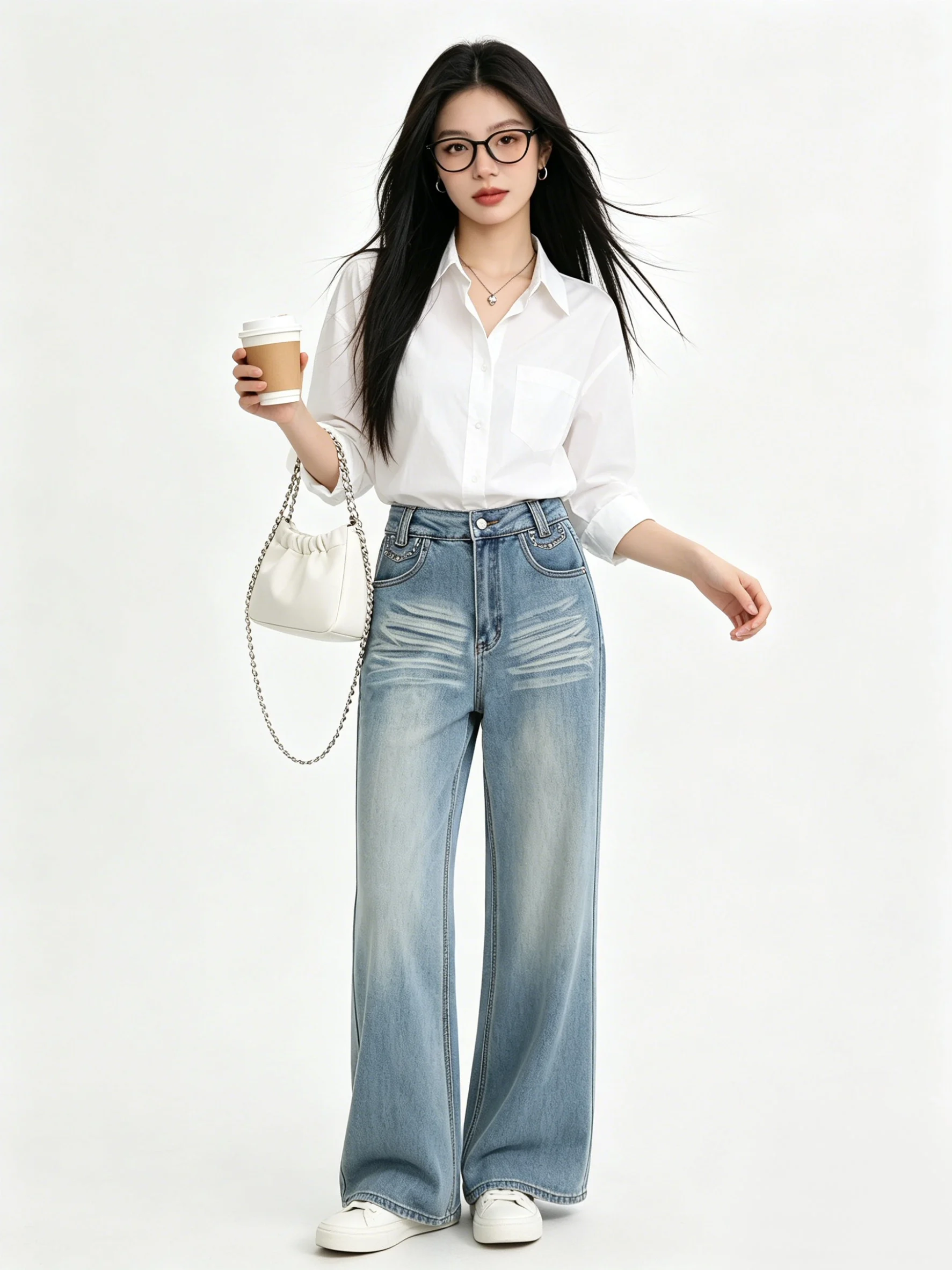 Retro Light Blue Washed Denim Wide Leg Pants Korean Casual Loose Micro Flared Long Trousers Women's Daily Spring Summer
Retro Light Blue Washed Denim Wide Leg Pants Korean Casual Loose Micro Flared Long Trousers Women's Daily Spring Summer