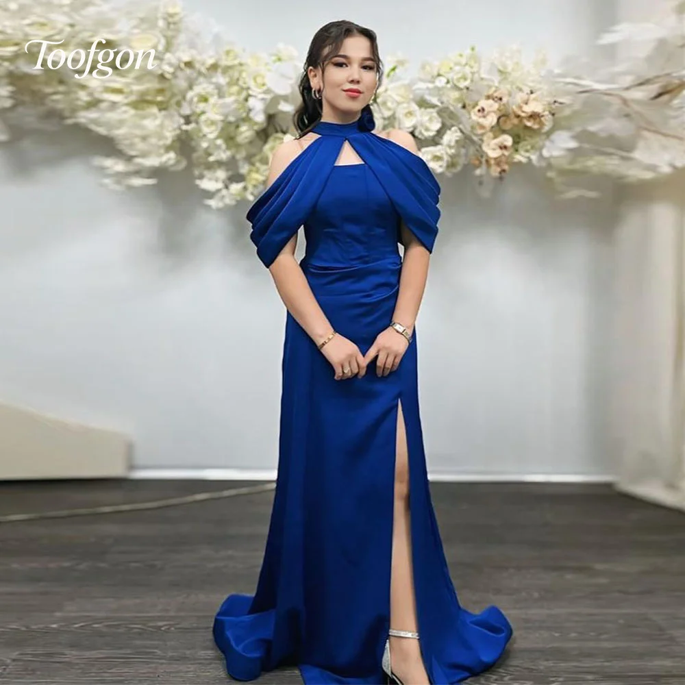 Toofgon Halter A Line Women Long Prom Dresses Customized Satin Blue Formal Party Dress Strapless Arabic Evening Gowns 2025
Toofgon Halter A Line Women Long Prom Dresses Customized Satin Blue Formal Party Dress Strapless Arabic Evening Gowns 2025