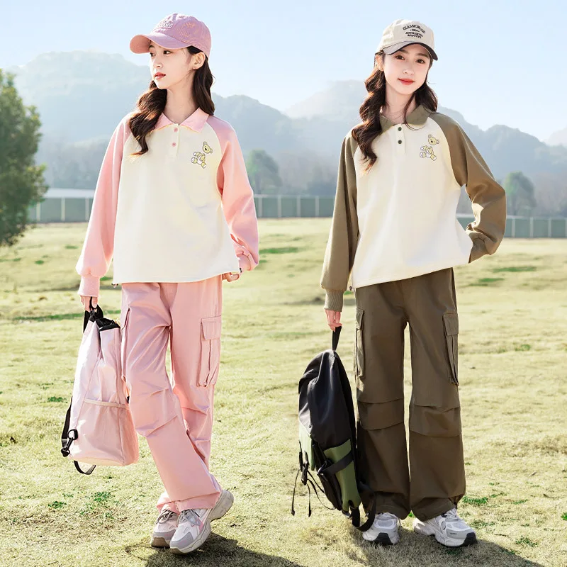 5-16Y Girls Casual Sweatshirt Cargo Pants Two Piece Set Korean Fashion Solid Color Patchwork Sports Children's Sets
5-16Y Girls Casual Sweatshirt Cargo Pants Two Piece Set Korean Fashion Solid Color Patchwork Sports Children's Sets