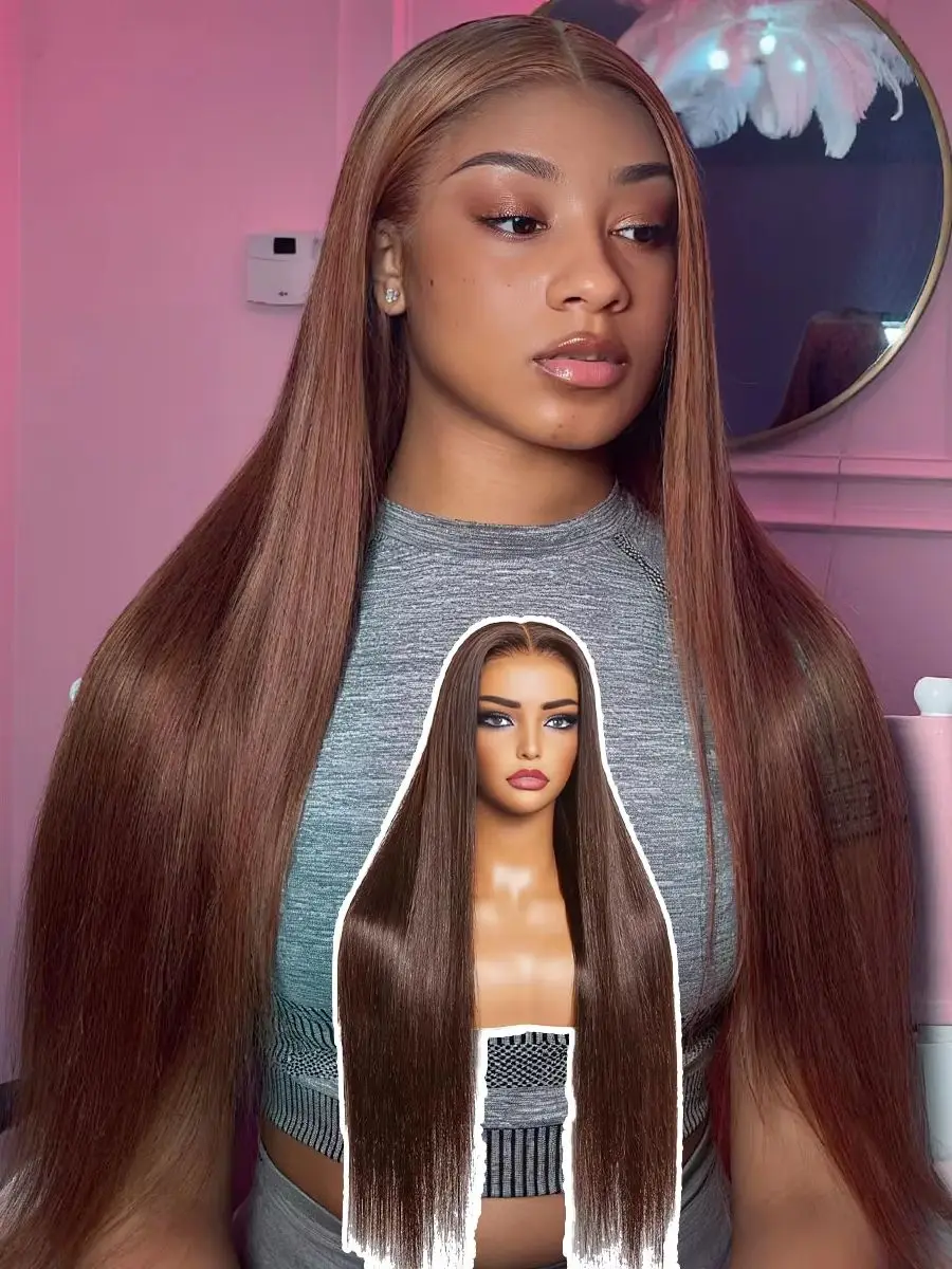 18″- 40″ 200% Density HD Swiss Lace Frontal #4 Human Hair Wigs For Women Chocolate Brown Bone Straight Lace Front Wig
18″- 40″ 200% Density HD Swiss Lace Frontal #4 Human Hair Wigs For Women Chocolate Brown Bone Straight Lace Front Wig